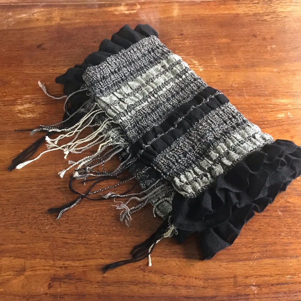 Silky black gray scarf